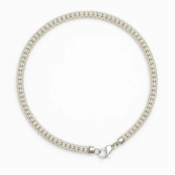 18" 4.4 MM 10K Ice fancy white gold Choker necklace.