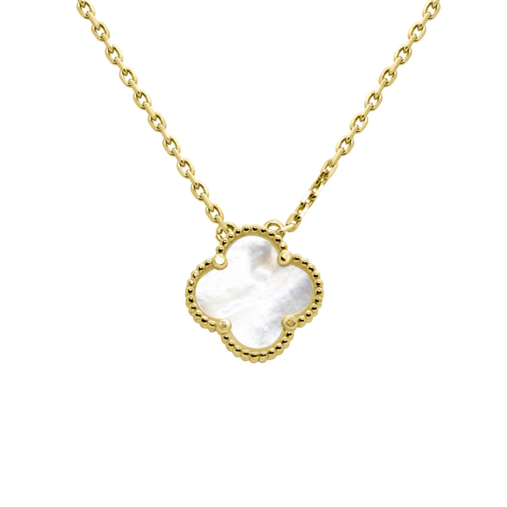 10K Yellow gold mother of pearl pendant | 17″ chain included