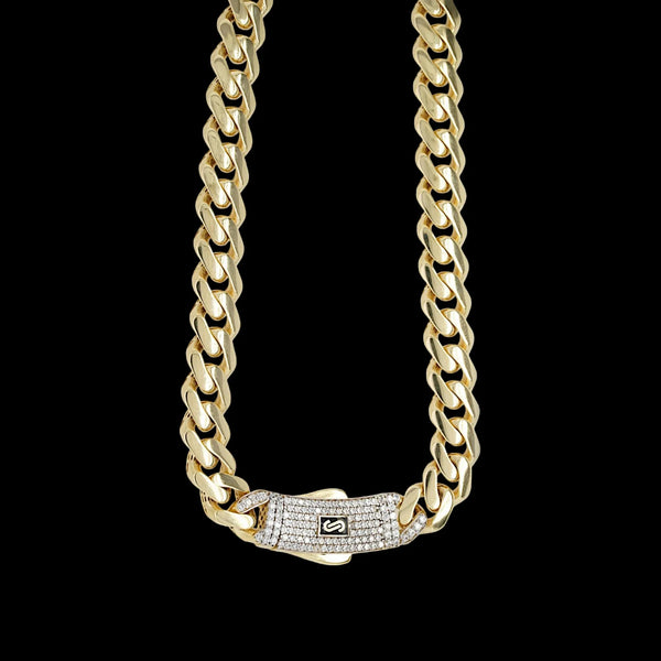 20" 10K 7.9mm Yellow Gold Monaco chain with CZ