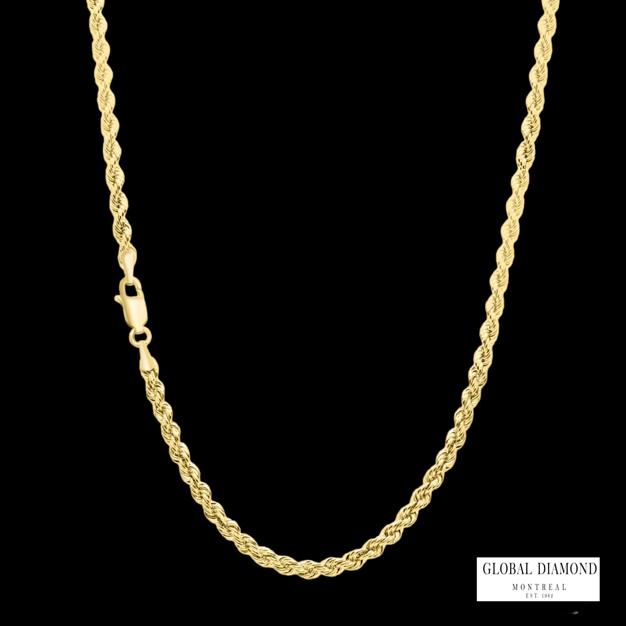 3.1mm 10k Yellow gold Rope chain