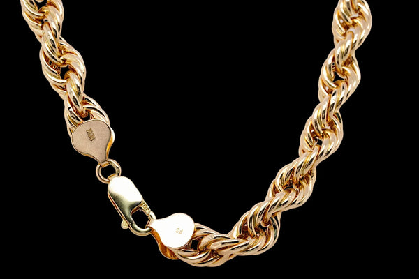 32″ 8mm  10k Yellow gold Rope chain