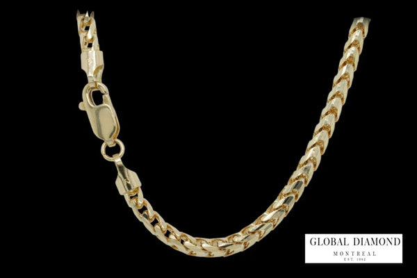 24″ 3.25mm 10K Yellow gold solid round franco chain