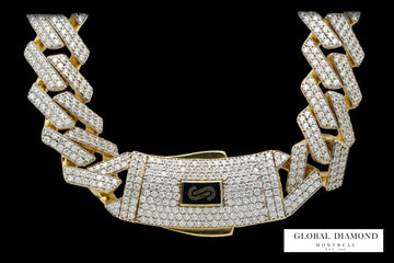 26″ 10K 12.4mm Yellow Gold Monaco chain with CZ