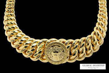 17″ fancy medusa greek kye Choker Yellow gold