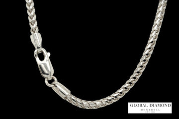 20″ 2.75mm 10K white gold solid franco chain