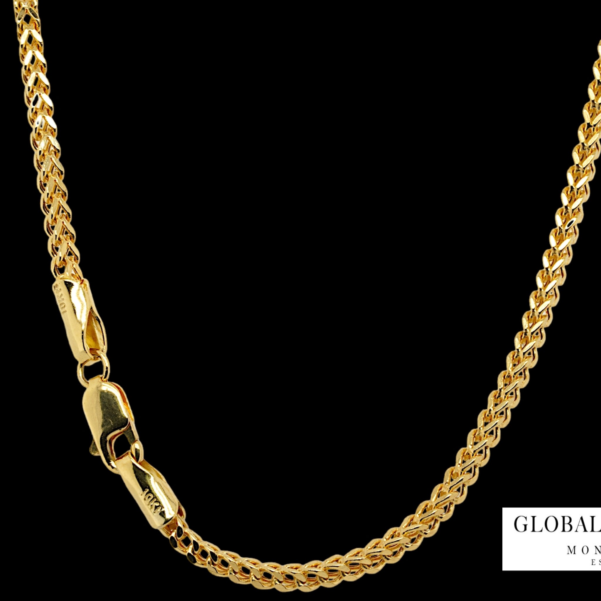 18″ 10K yellow gold classic franco chain