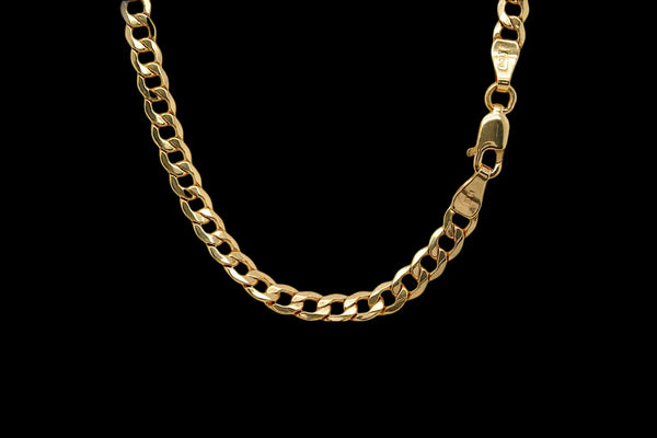 10K 4.5 mm Yellow gold flat cuban link chain