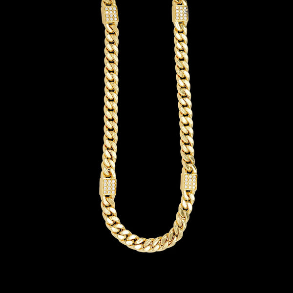 Miami Cuban link chain with CZ 20″ 10K 5.9mm Yellow Gold