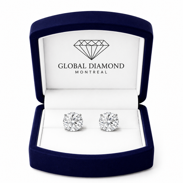 Lab grown diamond stud earrings total 1.00 carat VS1 D Color 14k gold