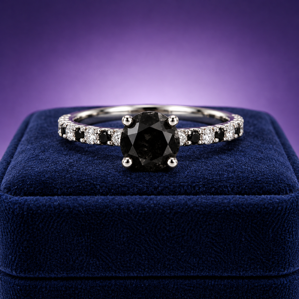 Salt & Pepper diamond solitaire ring 1.81 (ctw) in 14k white gold
