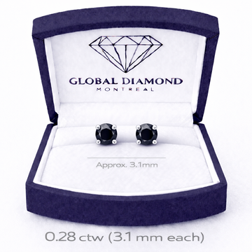 Boucles d'oreilles à tige en diamant noir 0,28 (ct) en or blanc 14 carats