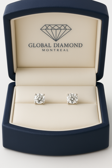 Stud diamond earrings 0.40 CTW in 14k white gold
