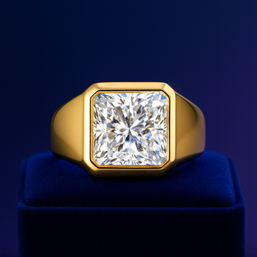 Square Emerald men’s ring lab grown diamond  18k gold