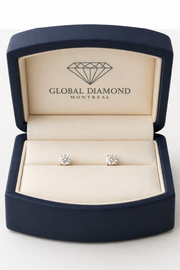 Lab-grown Diamond stud earrings total 0.10 CT diamonds  in 14k white gold