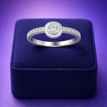 Bague de fiançailles cercle diamant 0,42 (ct) en or blanc 14 carats