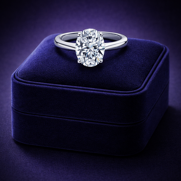Oval cut lab-grown solitaire diamond ring 1.20 (ctw)VS1 D 14k gold