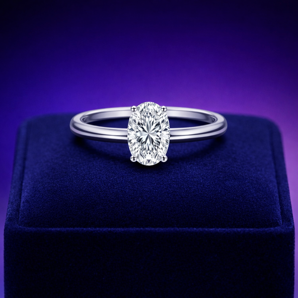 Oval cut lab-grown solitaire diamond ring 1.01 (ctw)  VS1  D 14k gold