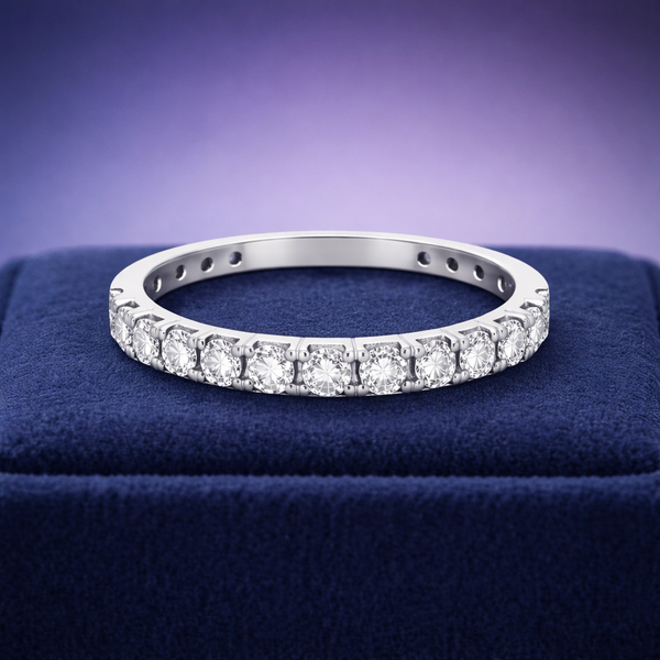 Low setting semi-eternity ring 1.10 (ctw) in 14k white gold