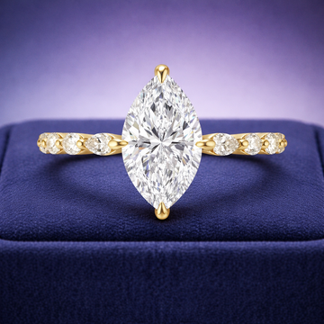 Marquise solitaire lab-grown diamond ring 2.11(ctw) VS1 D 14k gold