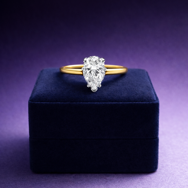 Pear shape halo lab-grown diamond ring 1.62 (ctw) 14k gold