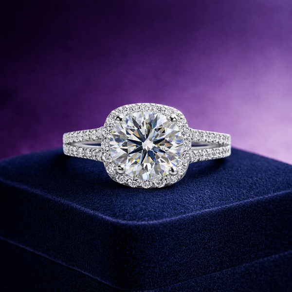 Lab grown diamond halo engagement ring 2.63 (ctw) 14k white gold