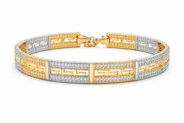 7″ 10k Yellow gold greek key bracelet 10K with CZ