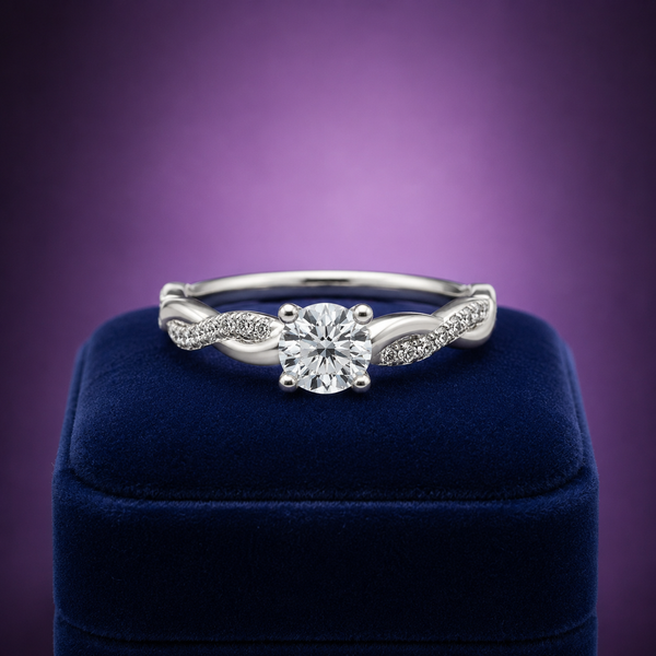 Twisted solitaire lab-grown diamond ring 0.64(ctw) in 14k gold