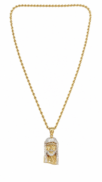 24″ 3.75mm 10K Yellow Gold Rope chain With pendant