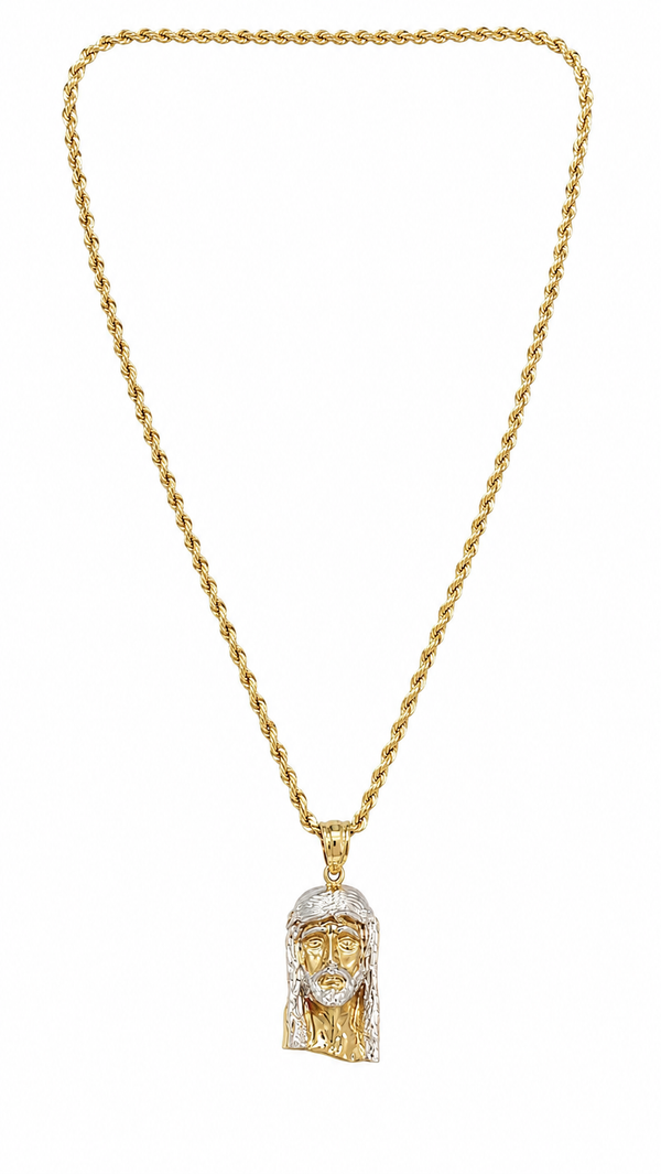24″ 3.75mm 10K Yellow Gold Rope chain With pendant