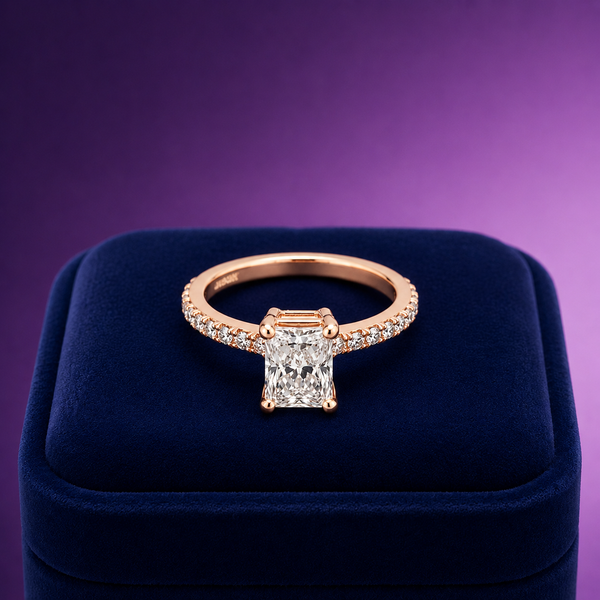 Rose Gold Radiant cut lab-grown diamond solitaire  2.52 (ctw)14k gold