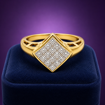 Princess cut natural diamond cocktail ring 0.95 (ctw) in 18k yellow gold