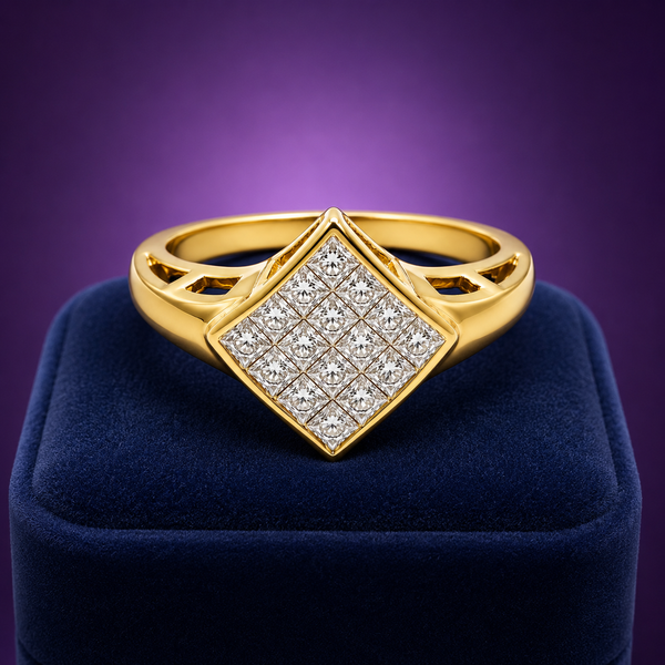 Princess cut natural diamond cocktail ring 0.95 (ctw) in 18k yellow gold