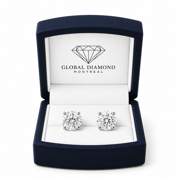 Lab grown diamond stud earrings total 2.41 carat VVS2 D Color  IGI 14k gold