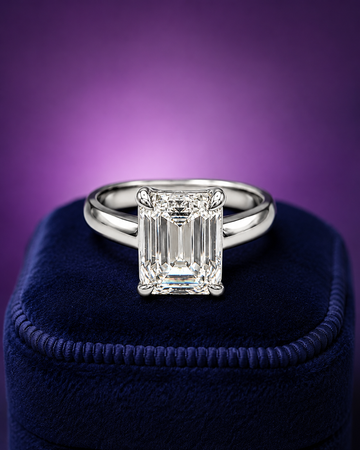 Emerald cut lab-grown solitaire diamond ring 10.10 (ctw)VS1 G 14k gold