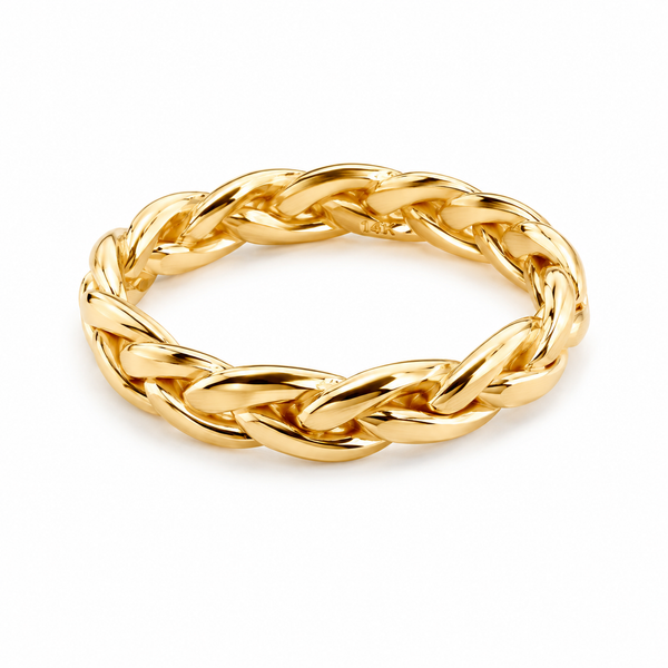 Yellow gold braided wedding band | 4mm