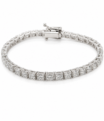 Princess cut tennis bracelet lab-grown diamond 7.80 (ctw)3mm each in 14k white gold