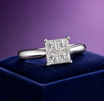 Princess cut invincible set engagement ring 1.00 (ctw) 14k gold