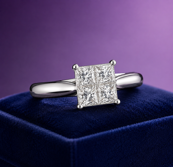 Princess cut invincible set engagement ring 1.00 (ctw) 14k gold