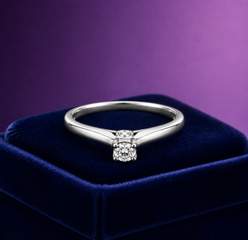 Round solitaire 0.30 carat diamond engagement ring 14k white gold