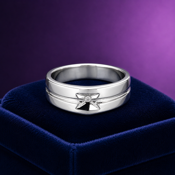 Round diamond solitaire men’s stylish ring in yellow gold