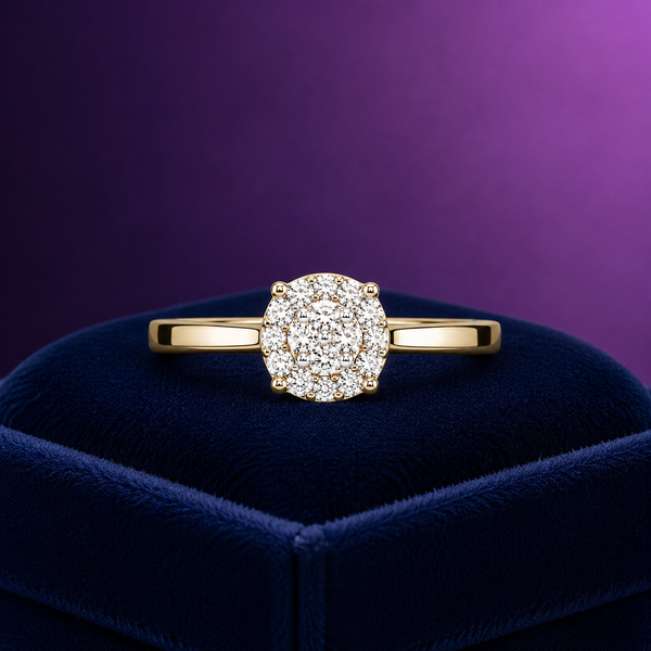 Round cut solitaire engagement ring 0.22 (ctw) in 14 k white gold