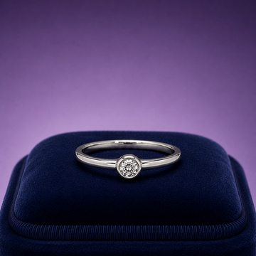 Bezel setting solitaire engagement ring 0.18 (ctw) natural diamond 14k gold