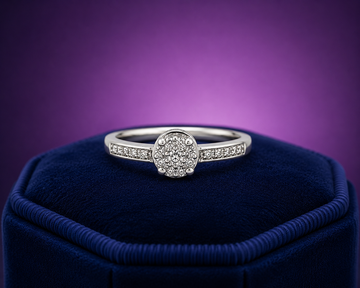 Trendy diamond halo ring 0.19 (ctw) in 14k white gold
