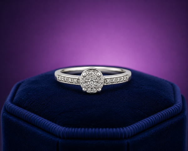 Trendy diamond halo ring 0.19 (ctw) in 14k white gold