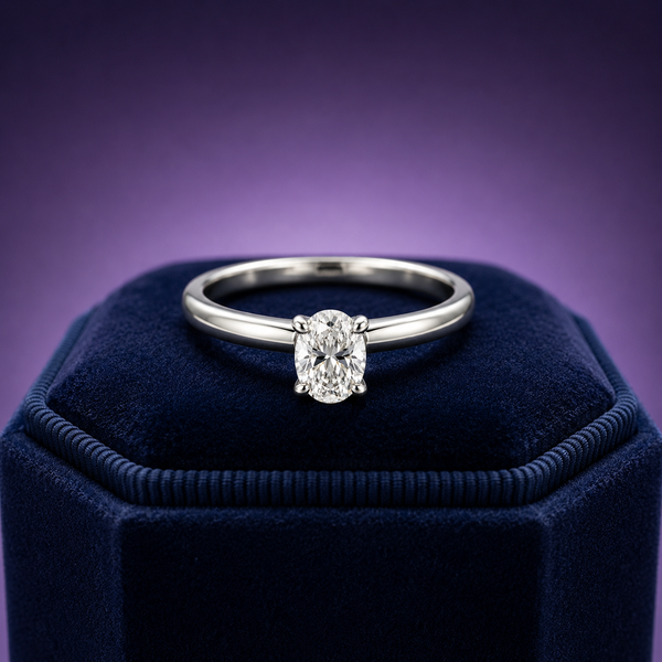 Oval cut lab-grown solitaire diamond ring 0.35 (ctw) in 14k gold