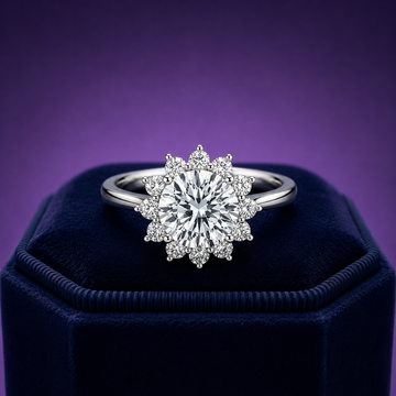Engagement halo ring 1.32 (ctw) in 14k white gold