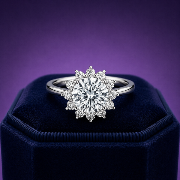 Engagement halo ring 1.32 (ctw) in 14k white gold
