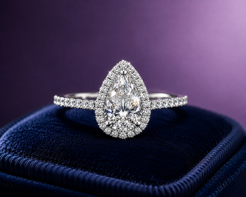 Pear shape halo lab-grown diamond ring 1.41 (ctw) 14k white gold