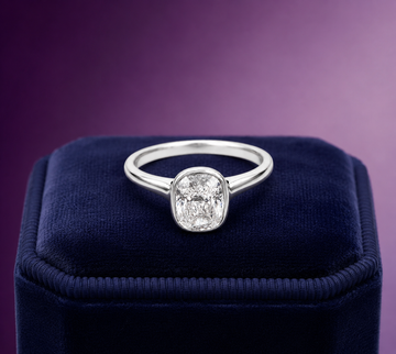 Bezel setting Cushion cut lab-grown solitaire ring 1.70 (ctw) in 14k gold