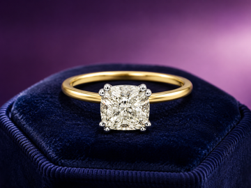 Cushion cut lab-grown solitaire ring 1.51 (ctw) in 14k gold
